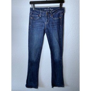 American Eagle Womens Size 4 Long Dark Wash Skinny Kick Jeans Denim Low Rise